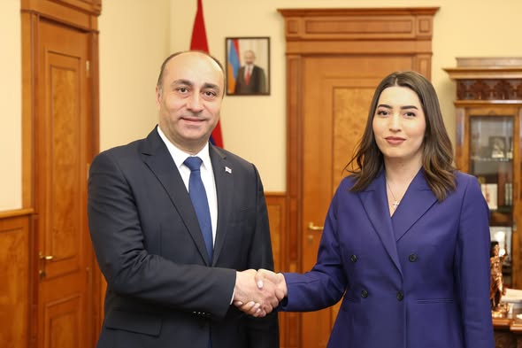 საქართველოს სახელმწიფო უსაფრთხოების სამსახურის უფროსი გეკა გელაძე, ერევანში ოფიციალური ვიზიტის ფარგლებში, სომხეთის რესპუბლიკის შინაგან საქმეთა მინისტრ არპინე სარგსიანს შეხვდა
