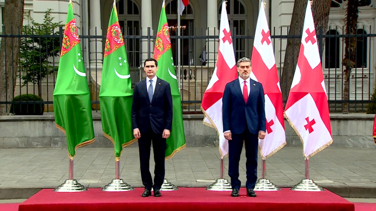 საქართველოს პრეზიდენტის სასახლეში თურქმენეთის პრეზიდენტის დახვედრის ოფიციალური ცერემონია გაიმართა