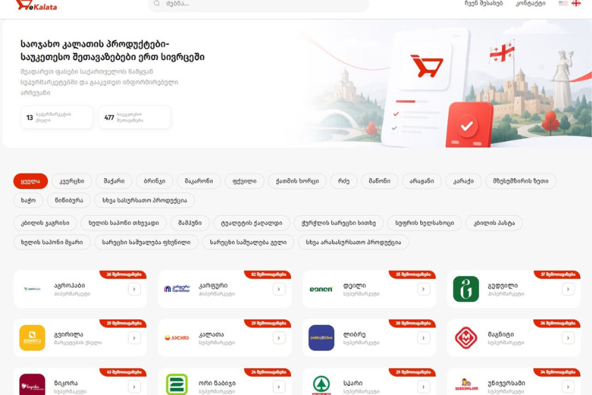 www.ekalata.gov.ge-ს პირველადი მოხმარების არასასურსათო პროდუქტები დაემატა