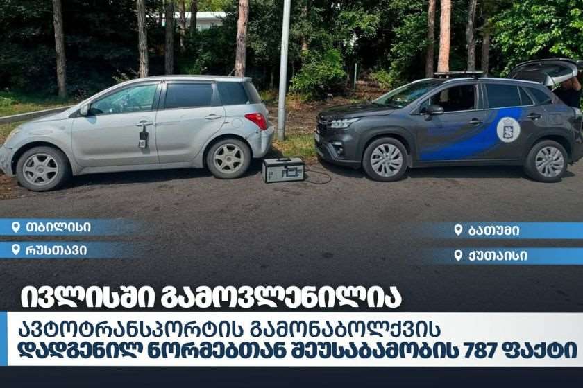 ივლისში ავტოტრანსპორტის გამონაბოლქვის დადგენილ ნორმებთან შეუსაბამობის 787 ფაქტი დაფიქსირდა