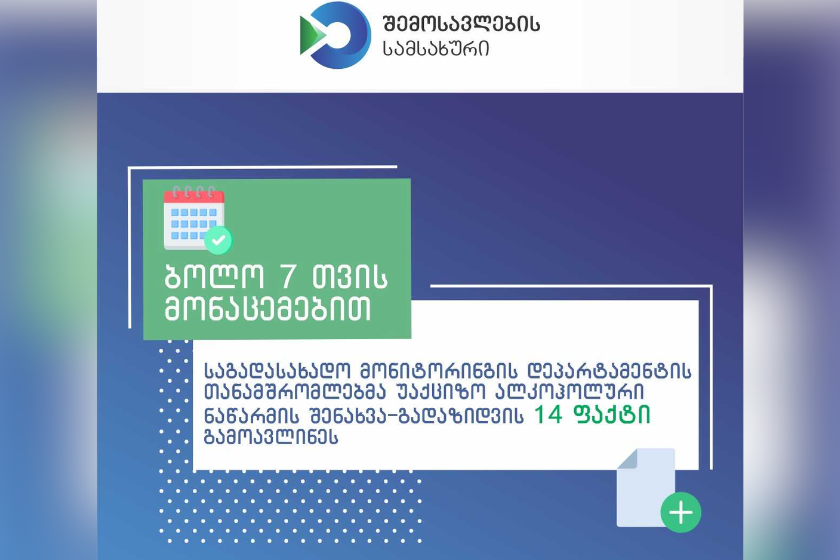 საგადასახადო მონიტორინგის დეპარტამენტის თანამშრომლებმა უაქციზო ალკოჰოლური ნაწარმის შენახვა-გადაზიდვის ფაქტები გამოავლინეს